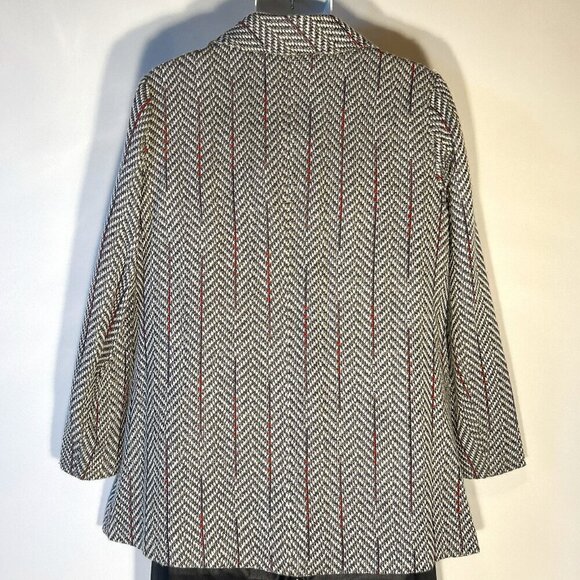 R-Q-T SZ L Gray Herringbone Tweed Wool Blend Coat Preppy Classic Essential - Picture 6 of 9